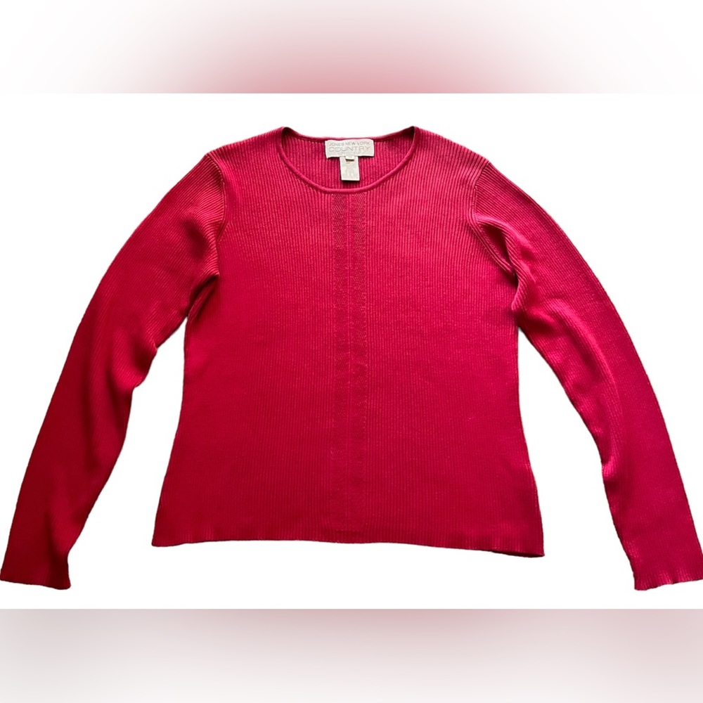 VTG JONES NEW YORK COUNTRY ESSENTIALS 74%Silk 26%Cotton Ram Red Sweater M